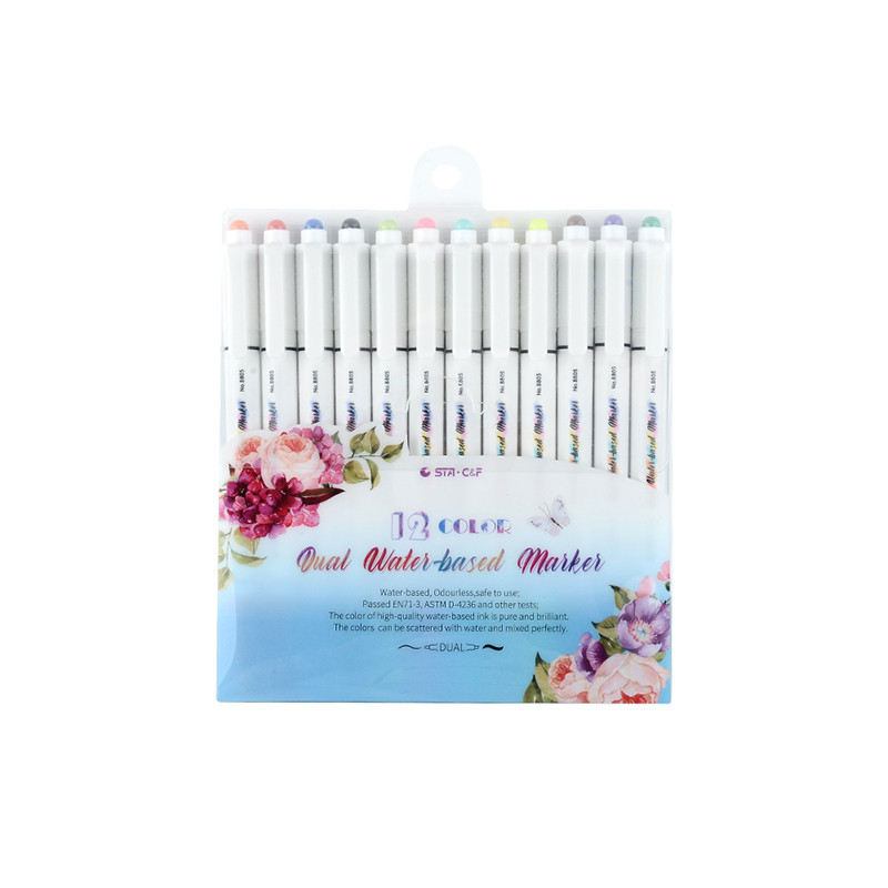 Set vodenih markera s dvostrukim glavama u 12 boja Periva olovka za studente, Grafitna olovka za djecu