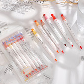 6 цвята/комплект Обикновен двуглав печат Мека писалка с боя Creative Направи си сам Журнал Маркер Акварелна писалка Канцеларски материали Студентски принадлежности