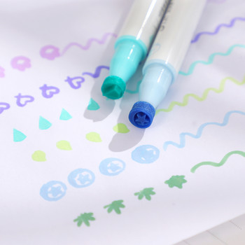 6 Χρώματα/σετ Απλό Δικέφαλο Σφραγίδα Soft Paint Στυλό Creative DIY Journal Marker Watercolor Pen Stationery Student Supplies