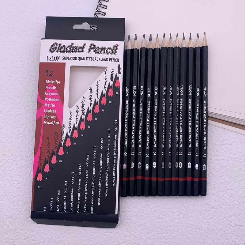 Set 12 bucăți 2H-8B 4H-12B Creion de desen pentru schiță artistică din lemn 2H HF HB B 2B 3B 4B 5B 6B 7B 8B Papetarie din grafit dur/mediu/moale
