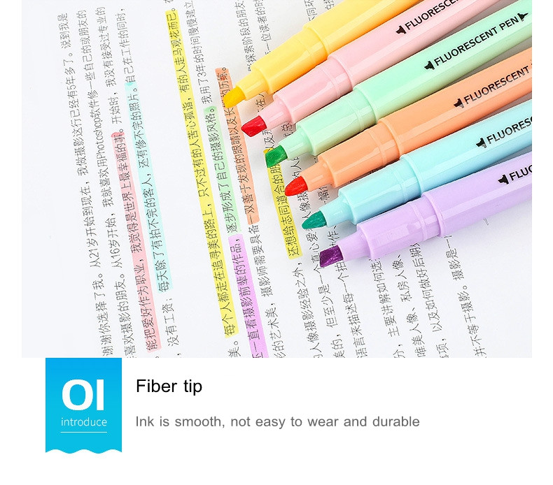 Set de pix pentru evidențiere cu două capete, în 6 culori, pentru studenți, cu marcator de culoare Macaron, din plastic, pentru ziua de naștere