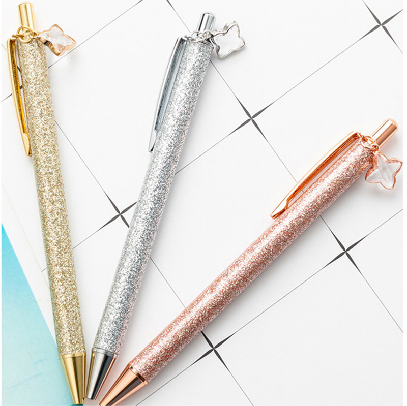 Luksuzne kemijske olovke Nova četverolisna travna zlatna metalna olovka u prahu Personalizirani poklon Poslovni pribor Kawaii pribor