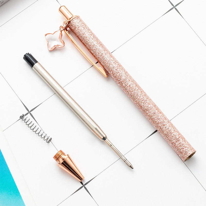 Luksuzne kemijske olovke Nova četverolisna travna zlatna metalna olovka u prahu Personalizirani poklon Poslovni pribor Kawaii pribor