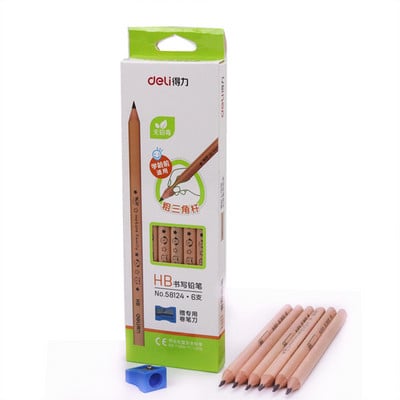 Vastag háromszög ceruzák 6 toll egy készlet és egy ceruzahegyező ajándék Gyermekrajz vázlat HB toll