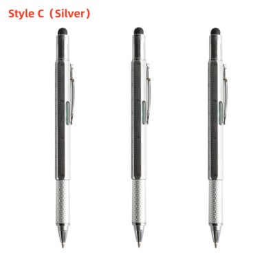 Πολυλειτουργικό στυλό 3 τμχ με σύγχρονο εργαλείο χειρός Μετρητής τεχνικός χάρακας Κατσαβίδι Οθόνη αφής Stylus Spirit Level