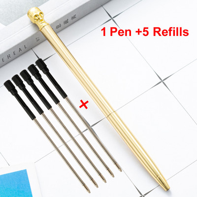 6 vnt/komplektas kaukolė Metalinis rutulinis rašiklis Prabangus Tušinukas Rašymo dovanos Biuro reikmenys Su juodo mėlyno rašalo papildymu 1,0 mm