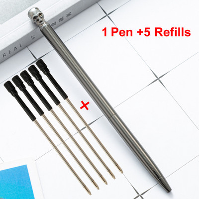 6 vnt/komplektas kaukolė Metalinis rutulinis rašiklis Prabangus Tušinukas Rašymo dovanos Biuro reikmenys Su juodo mėlyno rašalo papildymu 1,0 mm