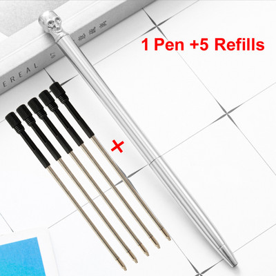 6 vnt/komplektas kaukolė Metalinis rutulinis rašiklis Prabangus Tušinukas Rašymo dovanos Biuro reikmenys Su juodo mėlyno rašalo papildymu 1,0 mm