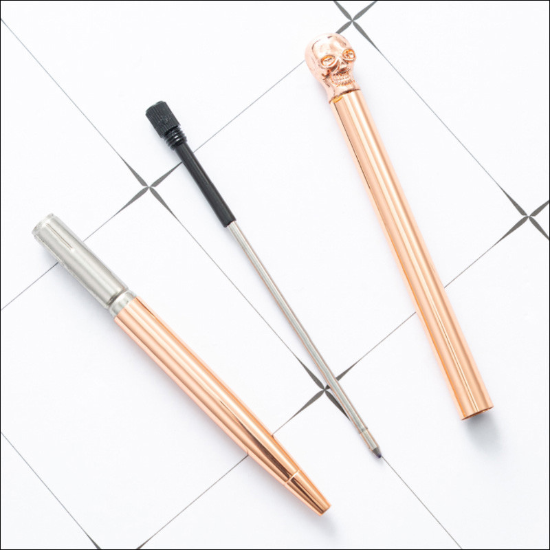 6 vnt/komplektas kaukolė Metalinis rutulinis rašiklis Prabangus Tušinukas Rašymo dovanos Biuro reikmenys Su juodo mėlyno rašalo papildymu 1,0 mm