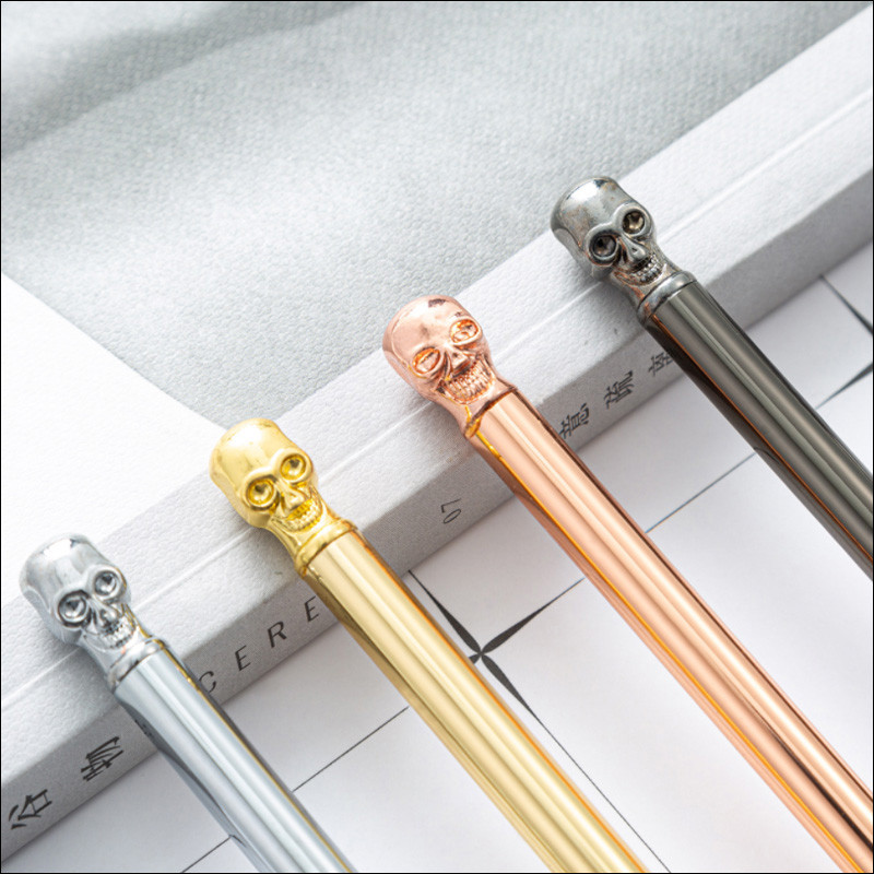 6 vnt/komplektas kaukolė Metalinis rutulinis rašiklis Prabangus Tušinukas Rašymo dovanos Biuro reikmenys Su juodo mėlyno rašalo papildymu 1,0 mm