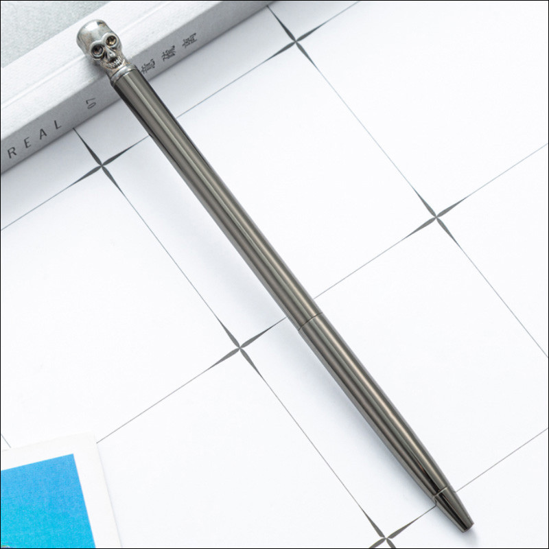 6 vnt/komplektas kaukolė Metalinis rutulinis rašiklis Prabangus Tušinukas Rašymo dovanos Biuro reikmenys Su juodo mėlyno rašalo papildymu 1,0 mm