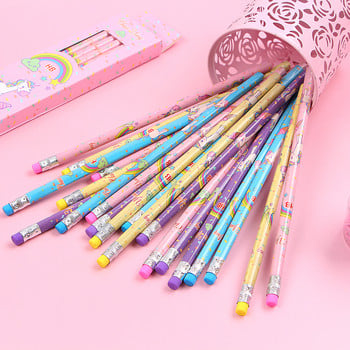 12Pcs/Set Cute Kawaii Cartoon Unicorn Pencil HB Sketch Items Рисуване на канцеларски материали Студент Училищни офис консумативи за деца Подарък