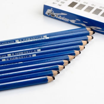 Kuelox 12 бр./компл. Матови моливи за рисуване EE Молив за скици Прости моливи със синя дръжка за училище Пастели Художествени принадлежности Канцеларски материали