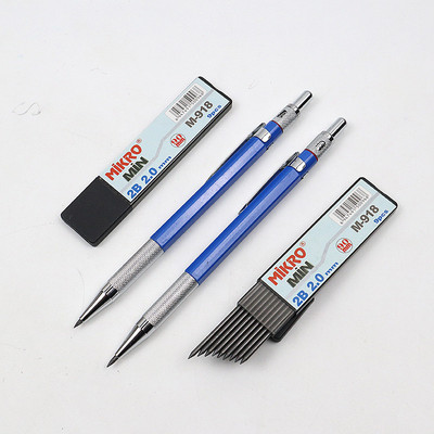 2 бр./лот механичен молив 2,0 mm 2B автоматични моливи, пластмасови и метални скици, чертежи за училищни канцеларски материали