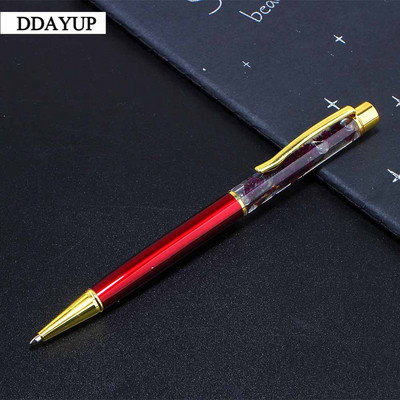 1 бр. Креативна химикалка Метални химикалки Офис консумативи Розово златно розово злато Химикалки Динамична писалка с течни цветя