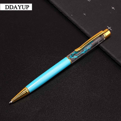 1 бр. Креативна химикалка Метални химикалки Офис консумативи Розово златно розово злато Химикалки Динамична писалка с течни цветя