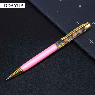 1 бр. Креативна химикалка Метални химикалки Офис консумативи Розово златно розово злато Химикалки Динамична писалка с течни цветя