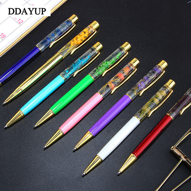 1 бр. Креативна химикалка Метални химикалки Офис консумативи Розово златно розово злато Химикалки Динамична писалка с течни цветя