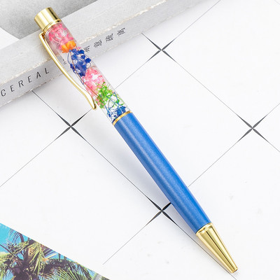 1 БР. Луксозна химикалка с вечно цвете Химикалка с течно масло Кристална метална химикалка Писане на ученик Офис консумативи
