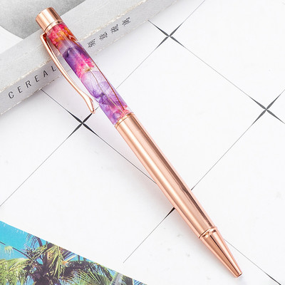 1 БР. Луксозна химикалка с вечно цвете Химикалка с течно масло Кристална метална химикалка Писане на ученик Офис консумативи