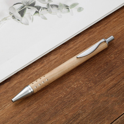 Kvalitetna drvena drška od bambusa Kemijska olovka s 24 rupe 0,7 mm Olovka s potpisom crne tinte Uredski pribor Školski pribor za pisanje