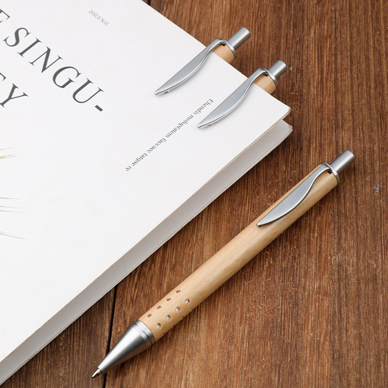 Kvalitetna drvena drška od bambusa Kemijska olovka s 24 rupe 0,7 mm Olovka s potpisom crne tinte Uredski pribor Školski pribor za pisanje