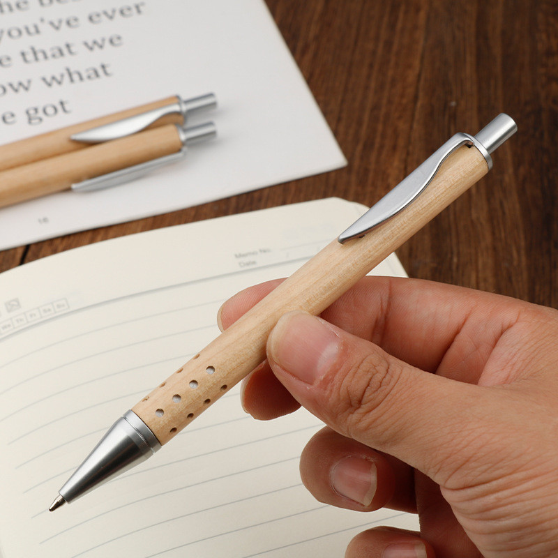 Kvalitetna drvena drška od bambusa Kemijska olovka s 24 rupe 0,7 mm Olovka s potpisom crne tinte Uredski pribor Školski pribor za pisanje