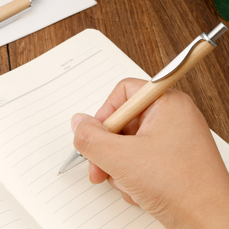 Kvalitetna drvena drška od bambusa Kemijska olovka s 24 rupe 0,7 mm Olovka s potpisom crne tinte Uredski pribor Školski pribor za pisanje
