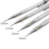 Kiváló minőségű 4 darab/készlet 0,3 0,5 0,7 0,9 mm Egyszerű fehér mechanikus ceruza Diákíró festészet Irodaszerek Iskolai kellékek
