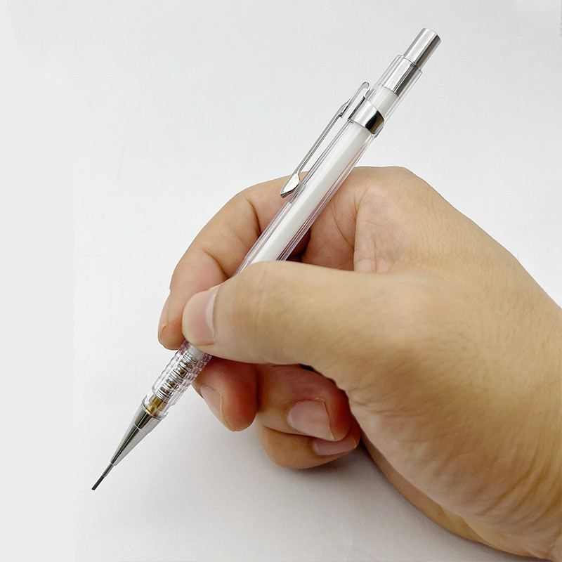 Kiváló minőségű 4 darab/készlet 0,3 0,5 0,7 0,9 mm Egyszerű fehér mechanikus ceruza Diákíró festészet Irodaszerek Iskolai kellékek