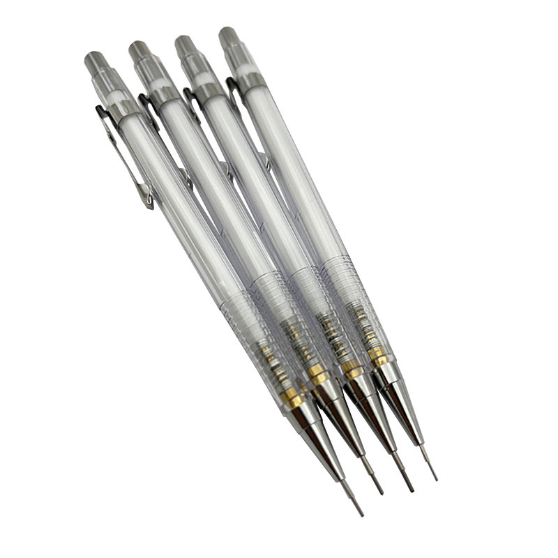 Kiváló minőségű 4 darab/készlet 0,3 0,5 0,7 0,9 mm Egyszerű fehér mechanikus ceruza Diákíró festészet Irodaszerek Iskolai kellékek