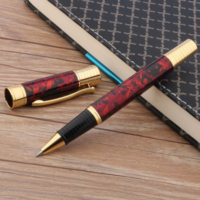 луксозна висококачествена метална зелена ролкова химикалка Ледено цвете златен клипс подпис елегантна писалка с мастило Офис ученически пособия