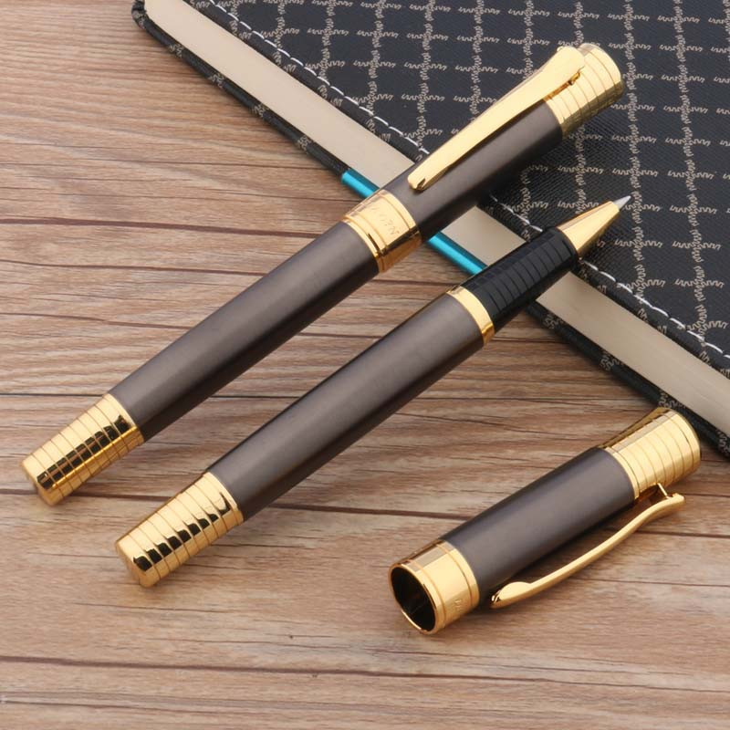 луксозна висококачествена метална зелена ролкова химикалка Ледено цвете златен клипс подпис елегантна писалка с мастило Офис ученически пособия