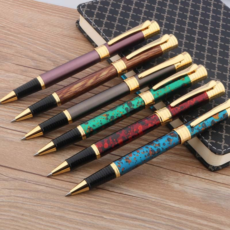 луксозна висококачествена метална зелена ролкова химикалка Ледено цвете златен клипс подпис елегантна писалка с мастило Офис ученически пособия