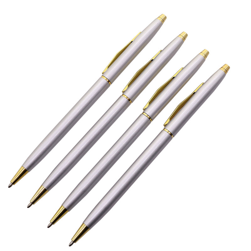 1 gab. Metāla pildspalva Nerūsējošā tērauda stieņa rotējoša metāla lodīšu pildspalva komerciāla lodīšu pildspalva dāvanu kancelejas piederumi Luksusa kristāla pildspalva