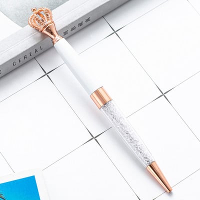 1 db Kreatív koronás fém golyóstoll fényes kristály forgatható toll Irodai írószer kellék Tanári ajándék Divat