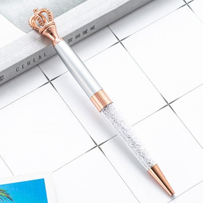 1 db Kreatív koronás fém golyóstoll fényes kristály forgatható toll Irodai írószer kellék Tanári ajándék Divat
