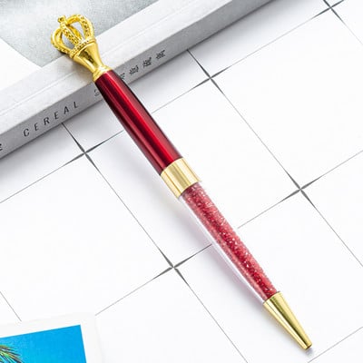 1 db Kreatív koronás fém golyóstoll fényes kristály forgatható toll Irodai írószer kellék Tanári ajándék Divat