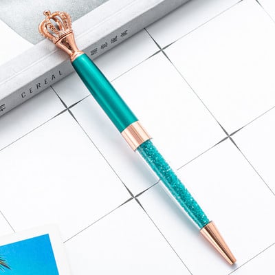 1 db Kreatív koronás fém golyóstoll fényes kristály forgatható toll Irodai írószer kellék Tanári ajándék Divat