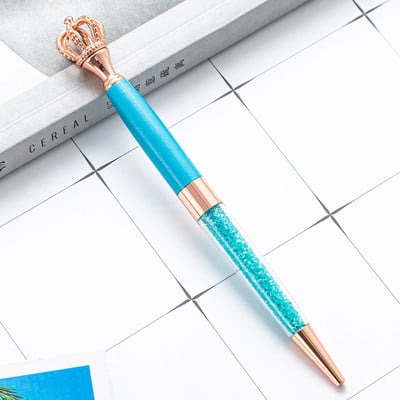 1 db Kreatív koronás fém golyóstoll fényes kristály forgatható toll Irodai írószer kellék Tanári ajándék Divat