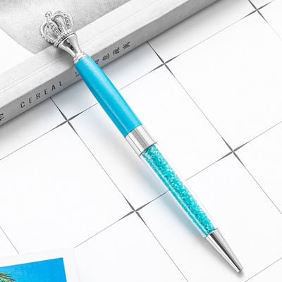 1 db Kreatív koronás fém golyóstoll fényes kristály forgatható toll Irodai írószer kellék Tanári ajándék Divat