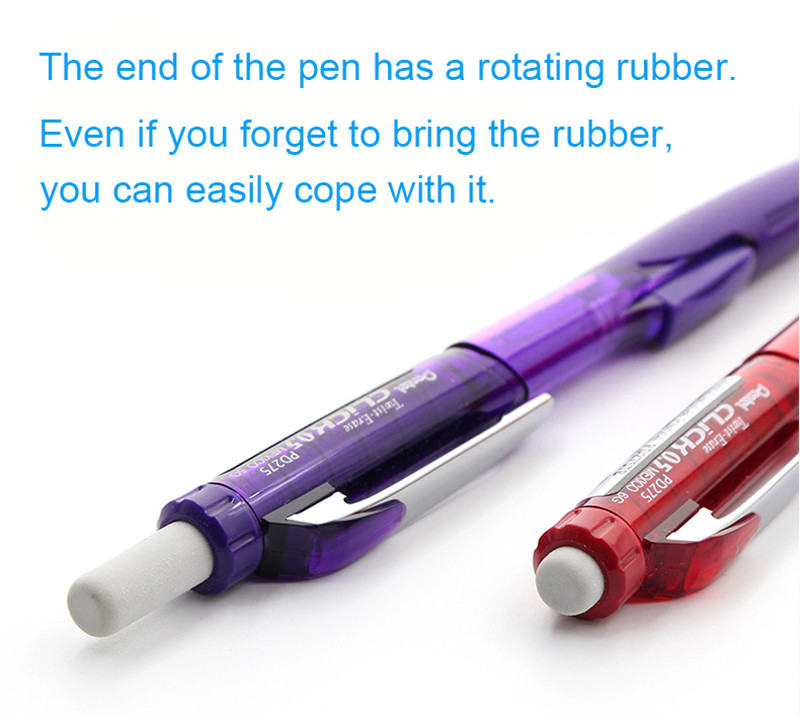 (1 vnt. pakuotėje) Pentel Pd275 šoninis presas mechaninis pieštukas itin ilgas ištraukiamas trintukas, besisukanti teleskopinė guma 0,5 mm