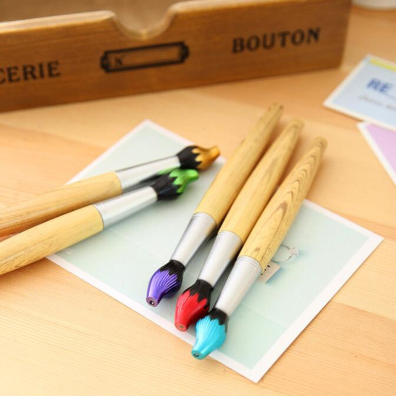 1 tk Naljakas uudne pintsli kujuga pastapliiats armas kawaii laste kontor kooli puidutarbed kirjatarbed loominguline armas ilus