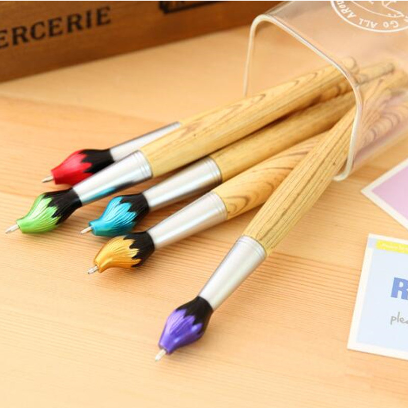 1 tk Naljakas uudne pintsli kujuga pastapliiats armas kawaii laste kontor kooli puidutarbed kirjatarbed loominguline armas ilus