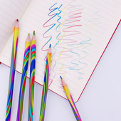 12Pcs Rainbow Pencil 4 Color One Core Triangle Wood Color Pencil Multicolor Crtanje School Student Children DIY Graffiti Pencil