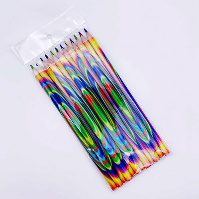 12Pcs Rainbow Pencil 4 Color One Core Triangle Wood Color Pencil Multicolor Crtanje School Student Children DIY Graffiti Pencil