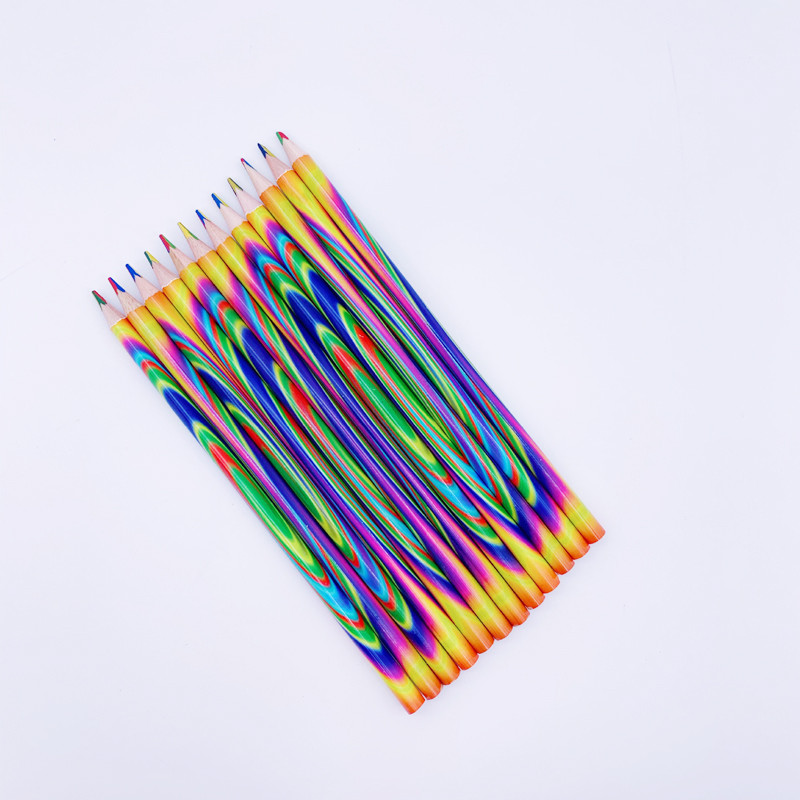 12Pcs Rainbow Pencil 4 Color One Core Triangle Wood Color Pencil Multicolor Crtanje School Student Children DIY Graffiti Pencil