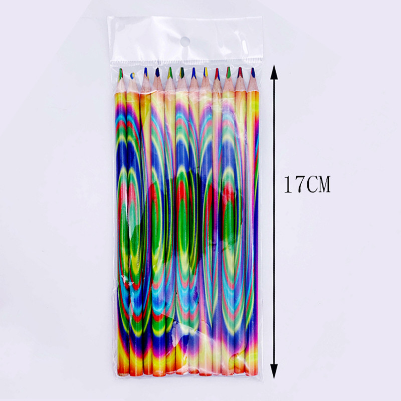 12Pcs Rainbow Pencil 4 Color One Core Triangle Wood Color Pencil Multicolor Crtanje School Student Children DIY Graffiti Pencil