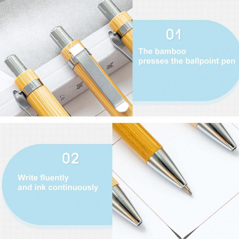 Kemijske olovke od 10 komada, praktične, lagane olovke od bambusa, školske uredske kemijske olovke, školski pribor