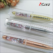 Luksuzna kemijska olovka s živim pijeskom od 0,7 mm Flow Oil Crystal Zlatna folija Metalna bakrena šarena visokokvalitetna zlatna olovka s poklon kutijom